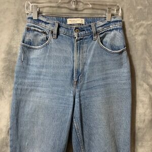 Abercrombie Fitch Curve Love Women Jeans 26/2L Blue 90s Straight Ultra High Rise